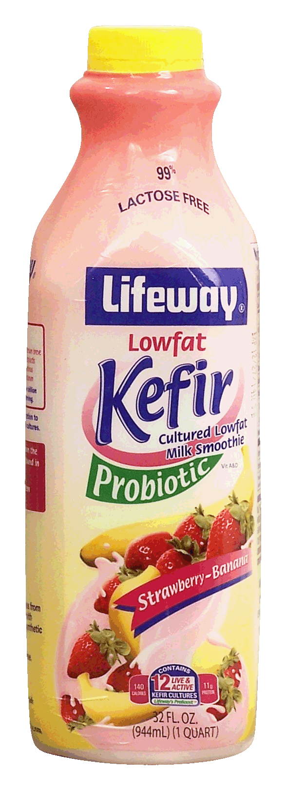 Lifeway Kefir  probiotic, cultured lowfat milk smoothie, 99% lactose free, strawberry-banana Full-Size Picture